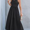 Formal Dress for Women 2025 Party Round Neck Knit Tank Top Cutout Sleeveless Pockets Maxi Dress