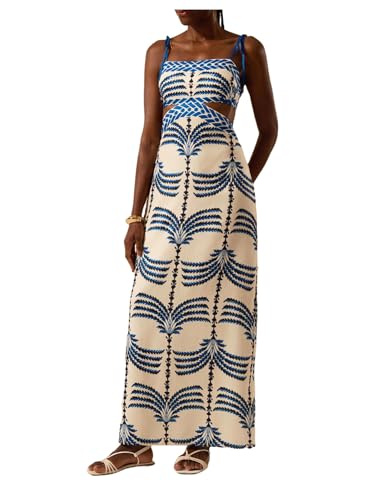41HGyJoQZxL.jpg Women's Summer Maxi Dress Boho Print Tie Shoulder Spaghetti Strap Cut Out Tie Back Cami Dresses Sundress