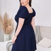 41IZOl9TaL.jpg Women's Plus Size Short Sleeve Mini Dress High Waist Summer Dresses Wedding Guest Dress