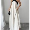 41JJ27tsb2L.jpg Women's Backless Halter Maxi Dress Summer Bow Tie Flowy Vacation Party Dresses