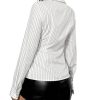 Women's Striped Button Down Slim Fit Shirt Long Sleeve Collar Work Blouse Tops