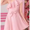 Girl's Sleeveless Ruffle Dresses High Waisted A Line Summer Dress with Belt