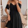41KMksjRYxL.jpg Women's Ruffle Cold Shoulder Dress Cut Out Short Sleeve A Line Summer Dresses