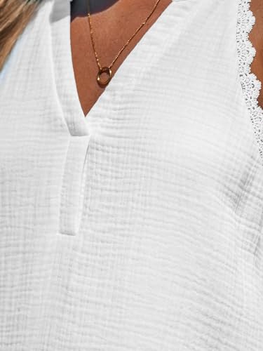 Women Swimsuit Coverup V Neck Sleeveless Beach Cover Ups Dress Lace Trim Vacation Outfits for 2025