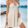 Women's Summer Halter Dress Cut Out Tie Backless Criss Cross Flowy Short Dresses Sundress