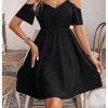 41LAcJpRe9L.jpg Women's Ruffle Cold Shoulder Dress Cut Out Short Sleeve A Line Summer Dresses