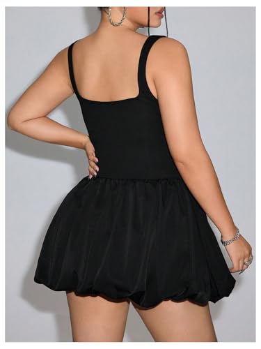 41MVRouM4AL.jpg Women's Plus Size Square Neck Sleeveless A Line Bubble Dress Y2k Mini Dresses