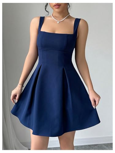 41N-uk84sRL.jpg Women's Summer Dresses Square Neck Sleeveless A Line Mini Dress Party Cocktail Short Dress