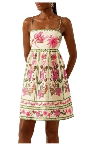 Women's Floral Print Cami Dress Spaghetti Strap A Line Flared Flowy Short Summer Dresses Sundress