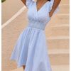 41N2QTu7VML.jpg Women's Summer Party Striped Dress Ruffle V Neck A Line Flowy Beach Mini Dresses