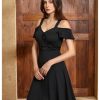 41NVlNwvCnL.jpg Women's Cold Shoulder A line Dresses V Neck Ruffle Short Sleeve Cut Out Short Dress