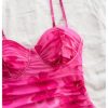 41Oq9NaNbpL.jpg Women's Summer Floral Corset Dress Spaghetti Strap Ruched Mesh Bodycon Vacation Mini Dresses