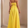 Women's Summer Halter Maxi Dress Sleeveless V Neck Split A Line Flowy Long Dresses Vacation Sundress