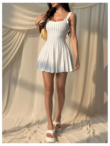 41RnejKjuvL.jpg Women's Summer Sleeveless Knit Sweater Dress Scoop Neck Flowy Beach Mini Dresses Date Outfits
