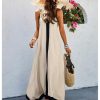 41UM2gRPj1L.jpg Women's Spaghetti Strap V Neck Color Block A Line Vacation Maxi Dress