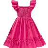 41Uc1j3L2RL.jpg Girl's Birthday Dresses Sleeveless Square Neck Shirred Ruffle Flowy Summer Short Dress