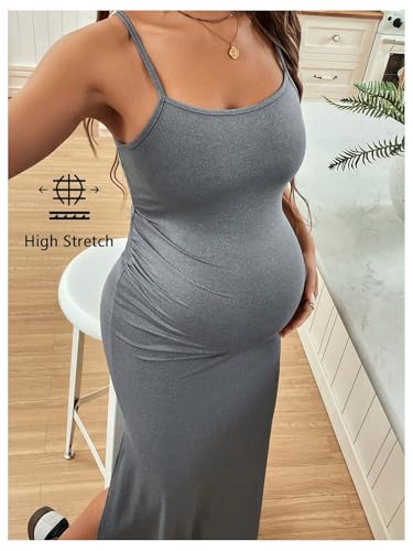 41VwOfnnghL.jpg Women's Maternity Dress Sleeveless Spaghetti Strap Summer Long Pregnancy Dresses