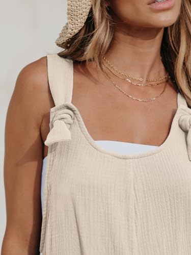Women's Summer Sleeveless Overall Adjustable Loose Jumpsuit Beach Romper Travel Vacation Outfits with Pockets