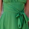 Women's Midi Dress Plunging V Neck Belted Sleeveless Pleated A Line Beach Long Summer Dress