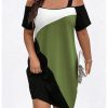 41XLUXK1xpL.jpg Women's Plus Size Dress Cold Shoulder Color Block Short Sleeve T Shirt Dress Casual Summer Dresses