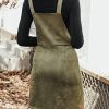 Faux Suede Mini Fall Dresses for Women Square Neck Pull Ring Zipper Front Pockets Wide Straps Casual Autumn Dress