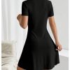 41XjOuYgHL.jpg Women's V Neck Short Dresses Short Sleeve Collar Button A Line Dress Work Outfits