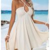 Women's Summer Halter Dress Cut Out Tie Backless Criss Cross Flowy Short Dresses Sundress