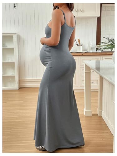 41YsQBWYdL.jpg Women's Maternity Dress Sleeveless Spaghetti Strap Summer Long Pregnancy Dresses
