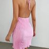 41Yvk1J84ZL.jpg Women's Lettuce Trim Halter Neck Mini Dress Casual Tie Back Party Cami Dress