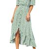 41ZmanEPE9L.jpg Dress for Women Maxi Dresses Off Shoulder Ditsy Floral Print Short Sleeve Frill A Line Dress