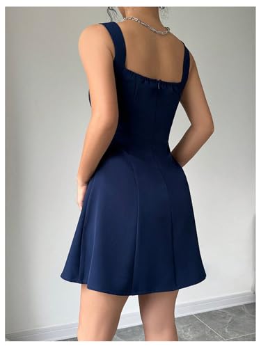 41aJEpxZl9L.jpg Women's Summer Dresses Square Neck Sleeveless A Line Mini Dress Party Cocktail Short Dress