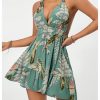 41aJPdmv1sL.jpg Women's Deep V Neck Ruffle Halter Dress Sleeveless A Line Boho Summer Dresses