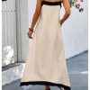 41abgdPPn5L.jpg Women's Spaghetti Strap V Neck Color Block A Line Vacation Maxi Dress