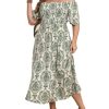 41apBWJNuGL.jpg Women's Plus Size Casual Summer Midi Dress Square Neck Short Sleeves Smocked Waist with Pockets
