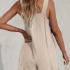Women's Summer Sleeveless Overall Adjustable Loose Jumpsuit Beach Romper Travel Vacation Outfits with Pockets