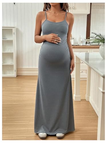 41axjQBkKYL.jpg Women's Maternity Dress Sleeveless Spaghetti Strap Summer Long Pregnancy Dresses