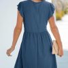 Summer Dress for Women Casual Spring V Neck Lace Appliques Cap Sleeves Hollow Out Beach Mini Dress