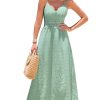 Women Backless Maxi Beach Summer Dress V Neck Lace Cutout Back Tie Spaghetti Strap Casual Wedding Guest Dresses