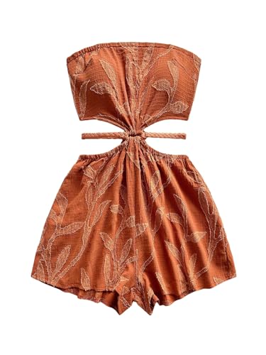 41dv3LAHgEL.jpg Women's Boho Cutout Open Back Tie Tube Rompers Summer Strapless Shorts Jumpsuit