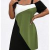 41eBBhrOpNL.jpg Women's Plus Size Dress Cold Shoulder Color Block Short Sleeve T Shirt Dress Casual Summer Dresses