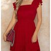 Women's Summer Dresses Ruffle Sleeve Square Neck Flowy Short Dress Going Out Dress