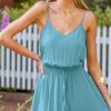 Women's Summer Dresses Casual V Neck Elastic Waist Maxi Tiered Dress with Pockets