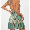 41g8Q7B5ufL.jpg Women's Deep V Neck Ruffle Halter Dress Sleeveless A Line Boho Summer Dresses