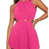 Women's Cut Out Sleeveless Romper Crew Neck Ruched Wide Leg Shorts Jumpsuit