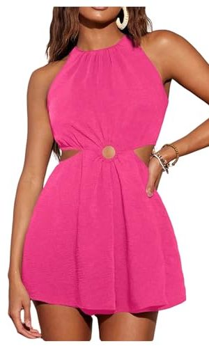 41hNYpcsnZL.jpg Women's Cut Out Sleeveless Romper Crew Neck Ruched Wide Leg Shorts Jumpsuit