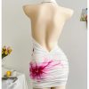 41ik2j2wySL.jpg Women's Club Halter Cowl Neck Dress Draped Going Out Open Back Cocktail Mini Dresses Party Clubwear