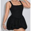 41itDK3c2ML.jpg Women's Plus Size Square Neck Sleeveless A Line Bubble Dress Y2k Mini Dresses