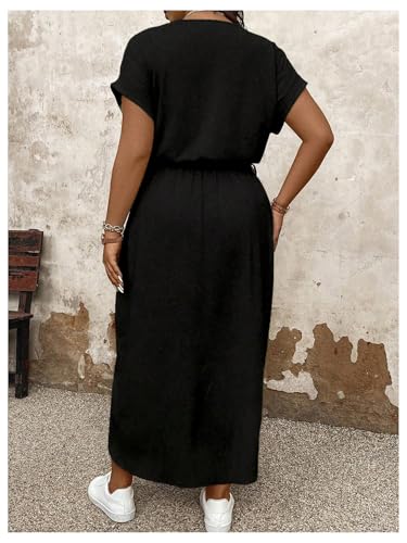 41j2sL3ahL.jpg Women's Plus Size Wrap Long Dress Dolman Sleeve Crew Neck Belted Casual Dresses