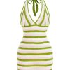 41jZVxGMZqL.jpg Women's Striped Backless Halter Mini Dresses Sleeveless Bodycon Vacation Knit Dress