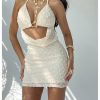 Women's Backless Cutout Halter Bodycon Mini Dress Summer Party Vacation Sundresses